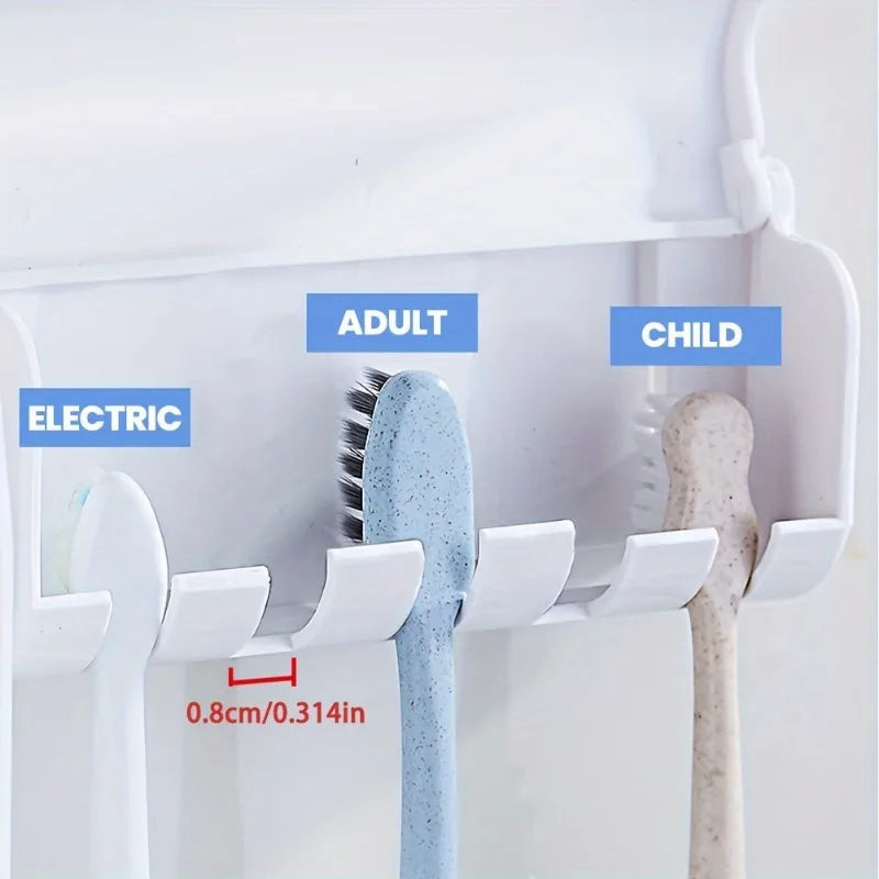 Wall-Mounted Toothbrush & Toothpaste Holder Set with Automatic Dispenser