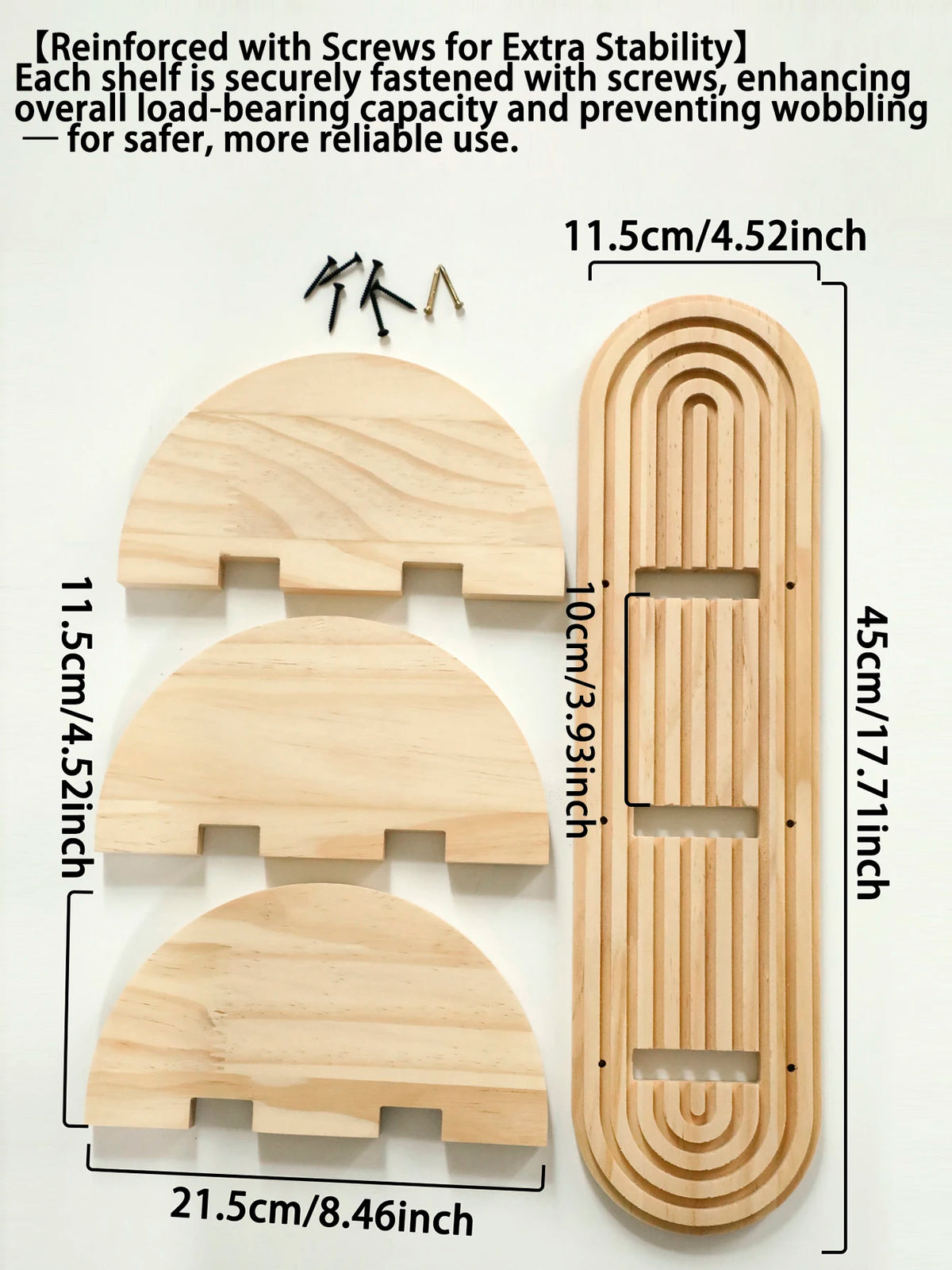 Boho style wooden wall shelves by eprolo, geometric wall mounted shelves with a natural wood finish, ideal for home decor.