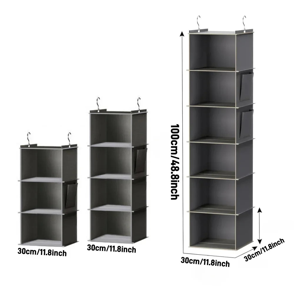 eprolo hanging closet organizer with 6 shelves and hooks, wardrobe storage bag for clothes and accessories