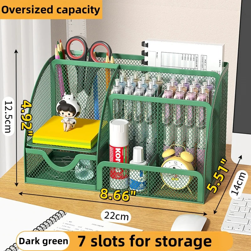 Creative metal desk stationery organizer by eprolo with pen holder and file storage for organized workspace.