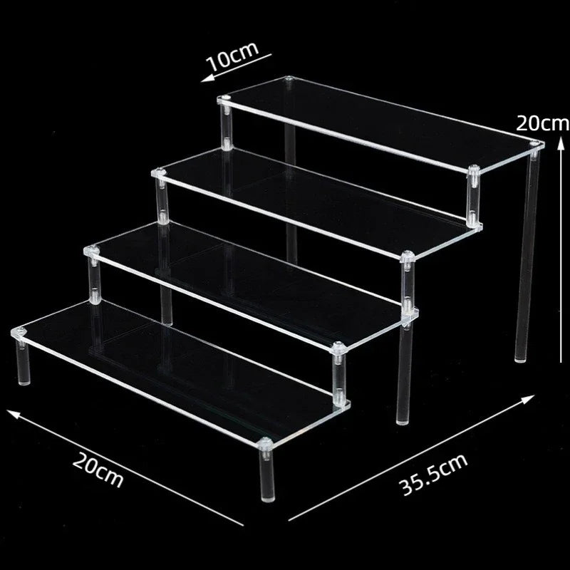 Eprolo black 1-5 tier acrylic display stand with clear riser rack for cupcakes and desserts.