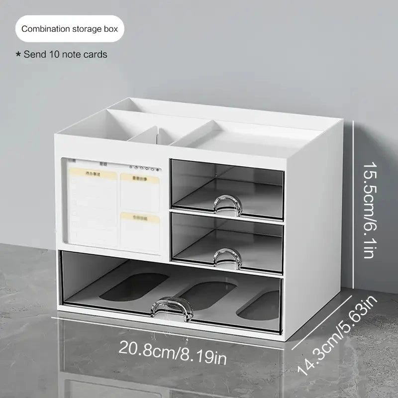 eprolo desktop combination drawer storage box and pen holder, compact desk organizer with multiple compartments and a sleek design
