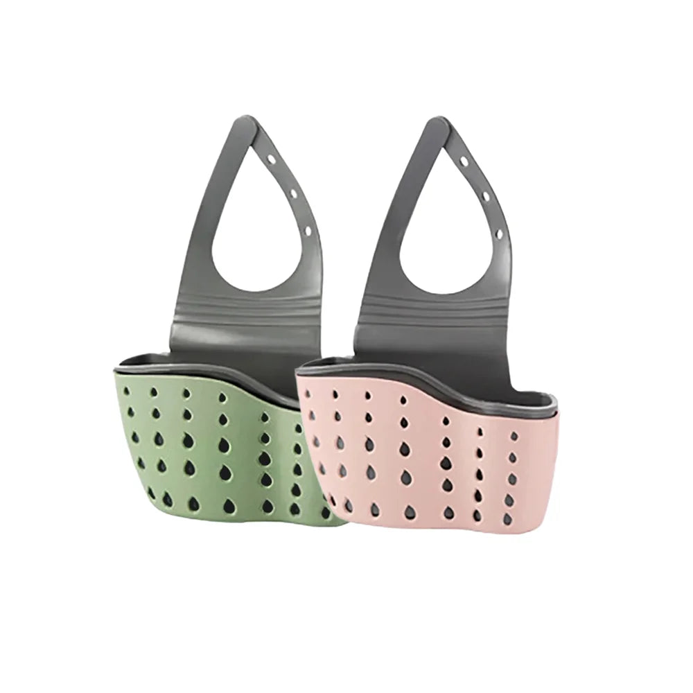 eprolo home storage drain basket for kitchen sink, adjustable soap and sponge holder with a sturdy shelf for organization