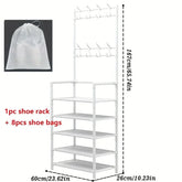 Eprolo 5-level metal shoe rack with straightforward design and tool-free setup, showing organized shoes on sturdy metal shelves.