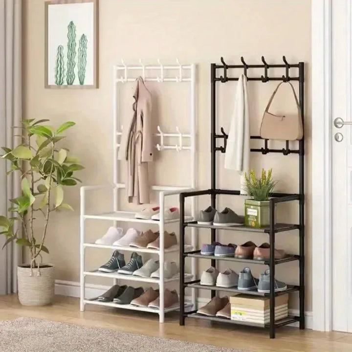 5-Level Metal Shoe Rack Tool-Free Setup Straightforward Design