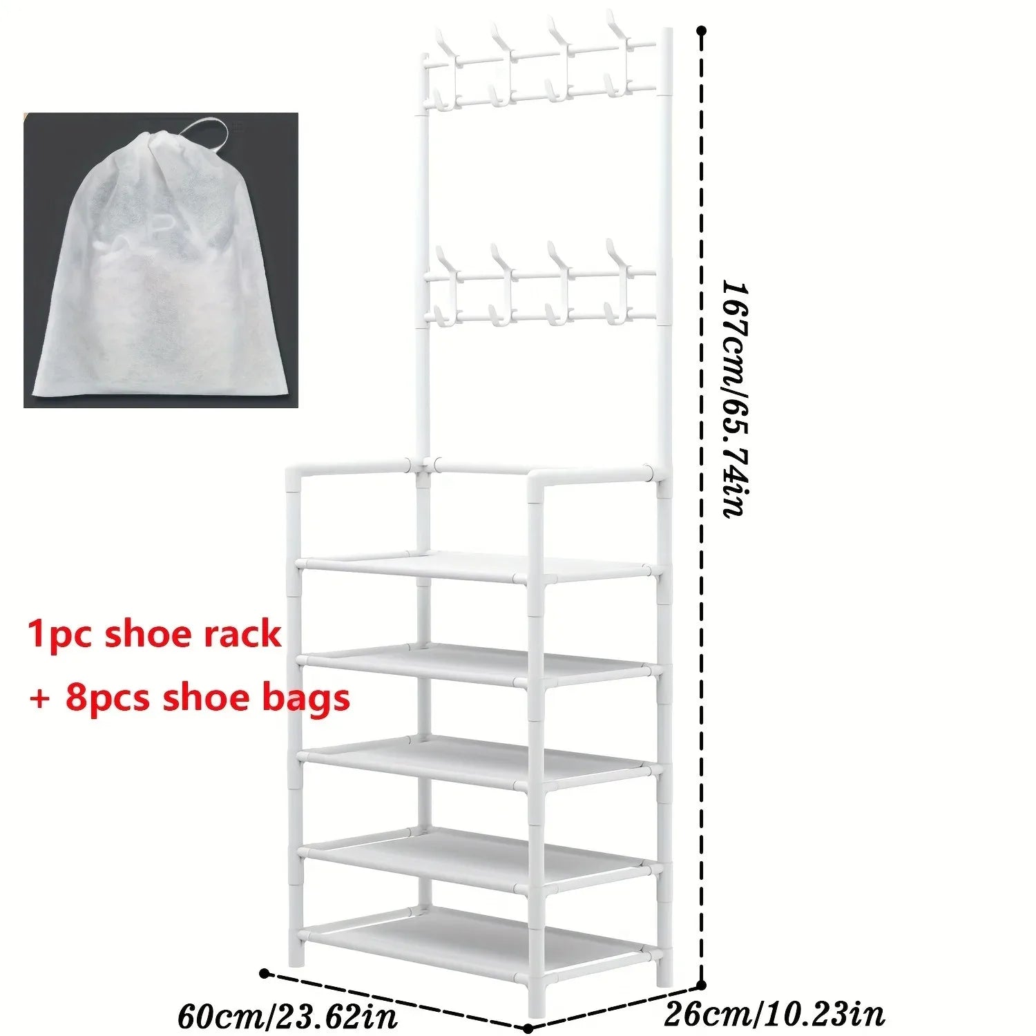 5-Level Metal Shoe Rack Tool-Free Setup Straightforward Design