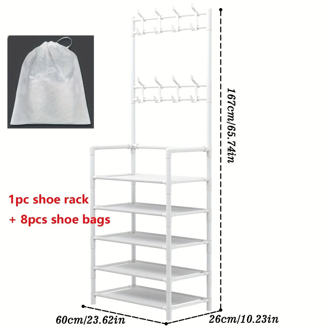 5-Level Metal Shoe Rack Tool-Free Setup Straightforward Design