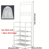 Eprolo 5-level metal shoe rack with straightforward design and tool-free setup, showing organized shoes on each tier.