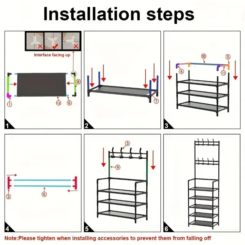 5-Level Metal Shoe Rack Tool-Free Setup Straightforward Design