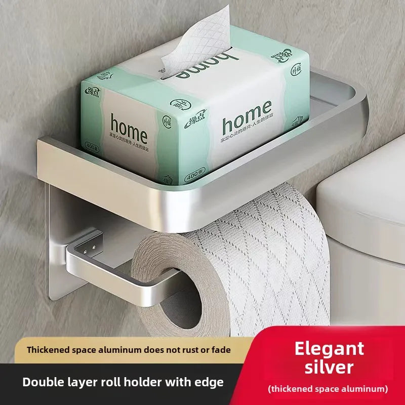 Black Gold Toilet Paper Holder Bathroom Wall Mount Multifunction