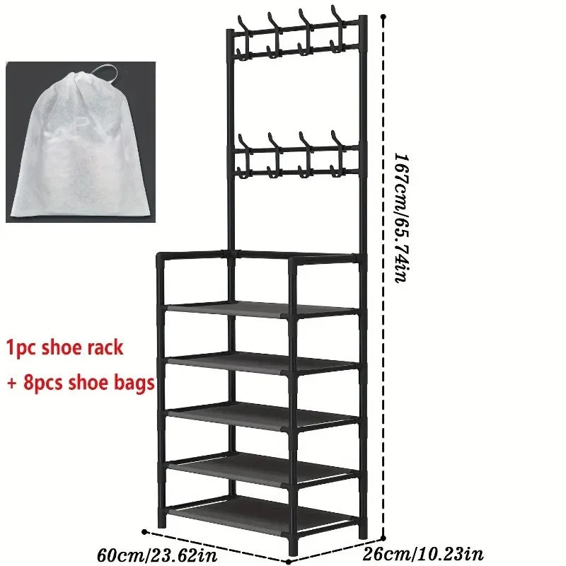 5-Level Metal Shoe Rack Tool-Free Setup Straightforward Design