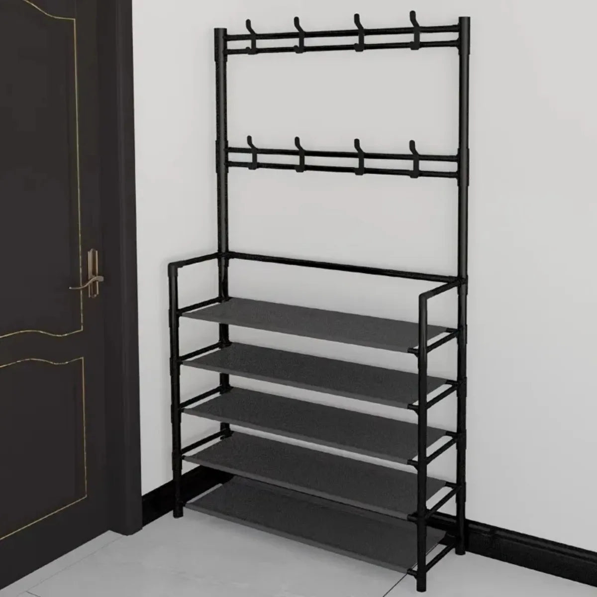 5-Level Metal Shoe Rack Tool-Free Setup Straightforward Design