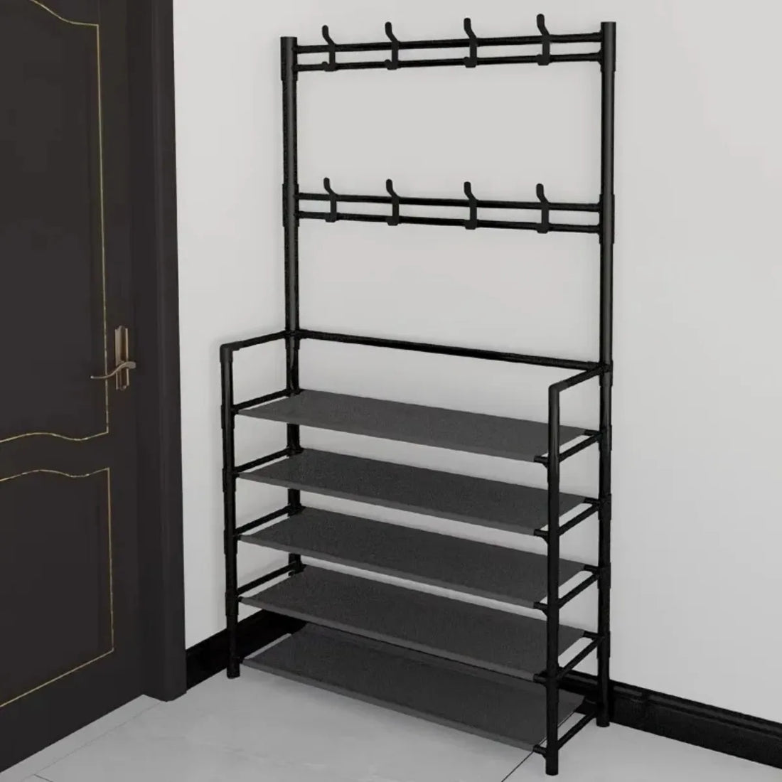 5-Level Metal Shoe Rack Tool-Free Setup Straightforward Design
