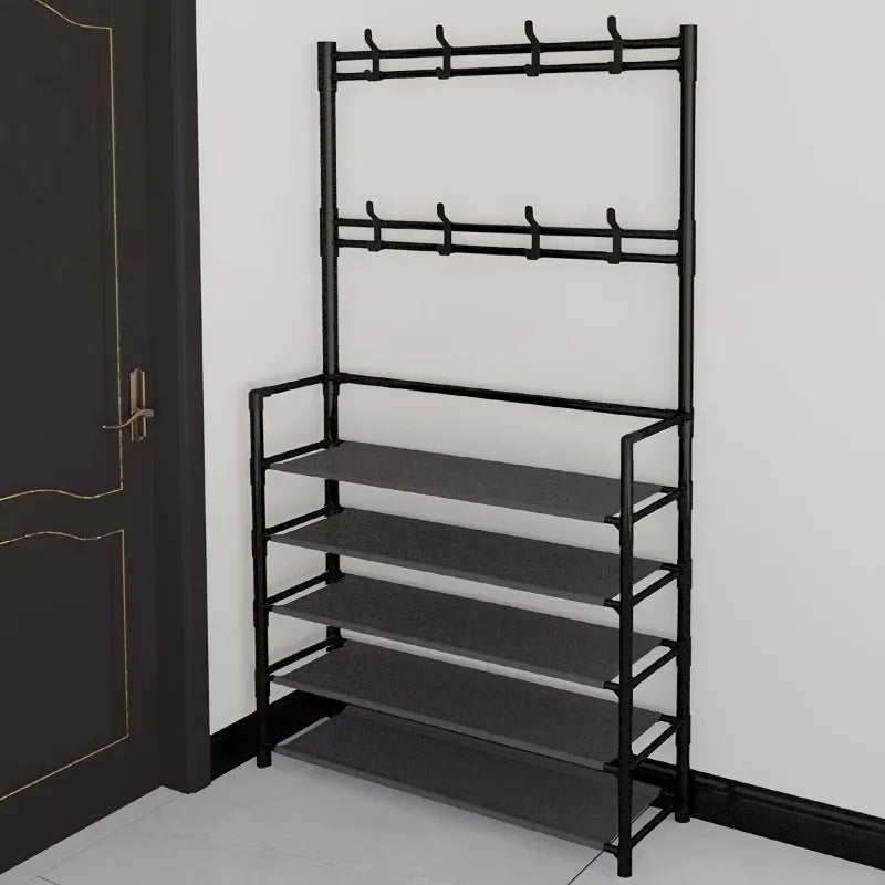 5-Level Metal Shoe Rack Tool-Free Setup Straightforward Design