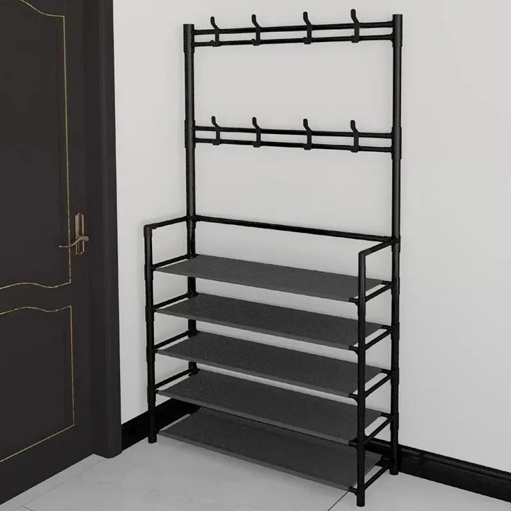 5-Level Metal Shoe Rack Tool-Free Setup Straightforward Design