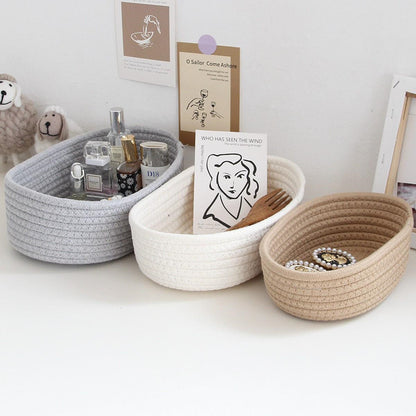 Eprolo Nordic cotton rope woven storage baskets for organization, featuring natural beige color and sturdy handles for versatile use.