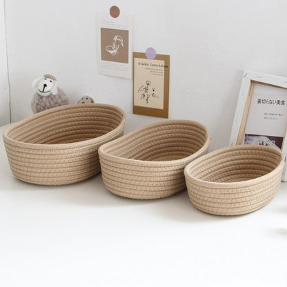Eprolo Nordic cotton rope woven storage baskets for organizing home or office, featuring natural beige design and sturdy handles.