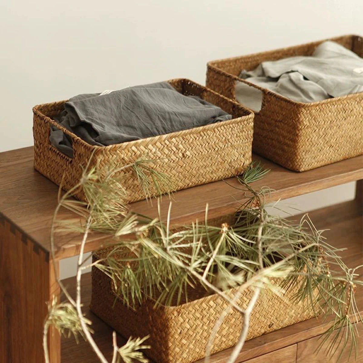 Zerolife Natural Large Woven Seagrass Basket Of Straw Wicker For Home