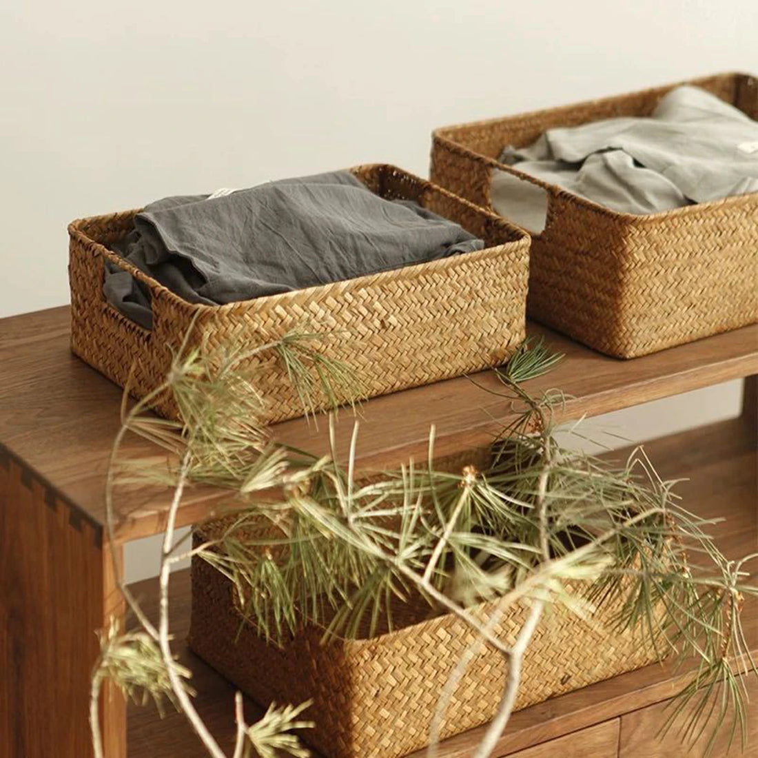 Zerolife Natural Large Woven Seagrass Basket Of Straw Wicker For Home
