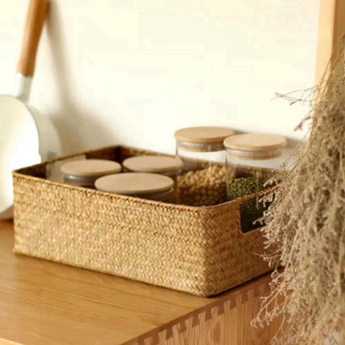 Zerolife Natural Large Woven Seagrass Basket Of Straw Wicker For Home