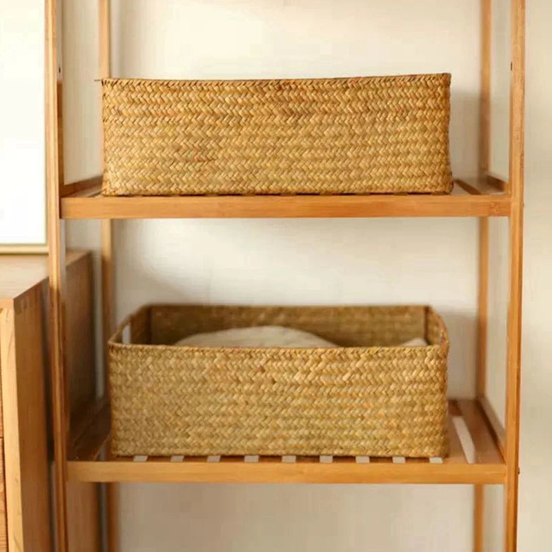 Woven Seagrass Basket for Home Decor, Natural Wicker Basket, Storage Basket
