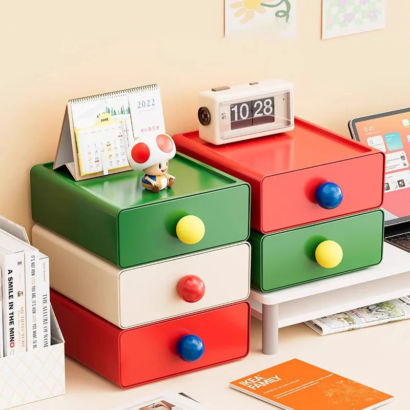 Dopamine Desk Organizer Box Stackable Dust-proof Desktop Storage Boxes