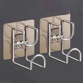 Set of stainless steel bathroom washbasin hooks by eprolo, punch-free design, suitable for towels and accessories in the bathroom.