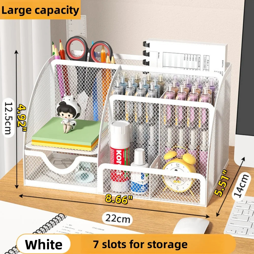 Desk Stationery Organizer Creative Metal Pen Holder Pencil File Storage