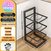 Stainless steel adjustable pot rack organizer with hooks for kitchen pot storage, designed by eprolo.