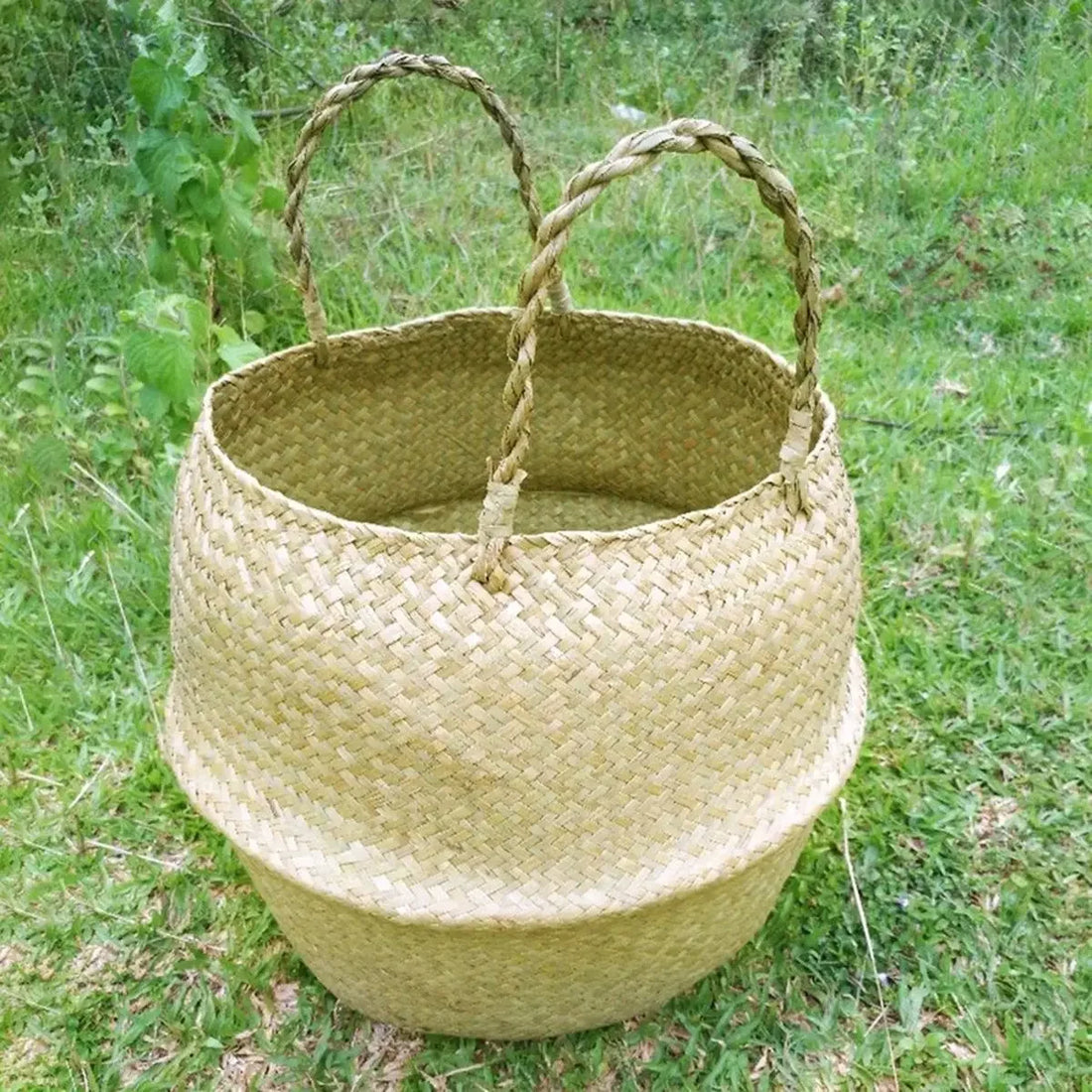 Seaweed Wicker Basket Rattan Hanging Flowerpot  Dirty Clothes Storage