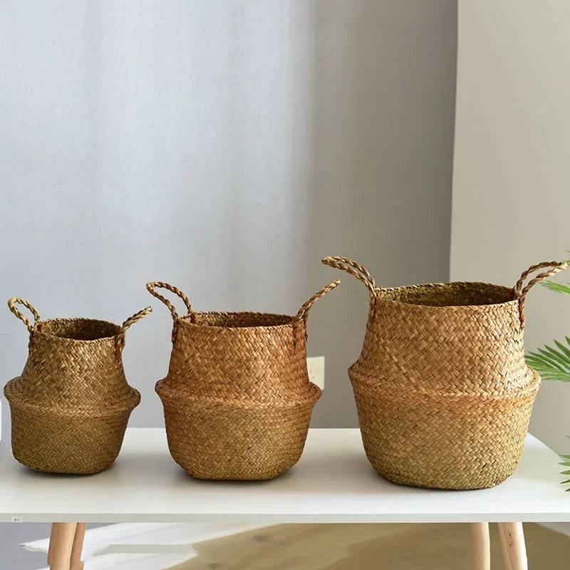 Wicker Storage Basket Flower Baskets Laundry Storage Decorative Basket