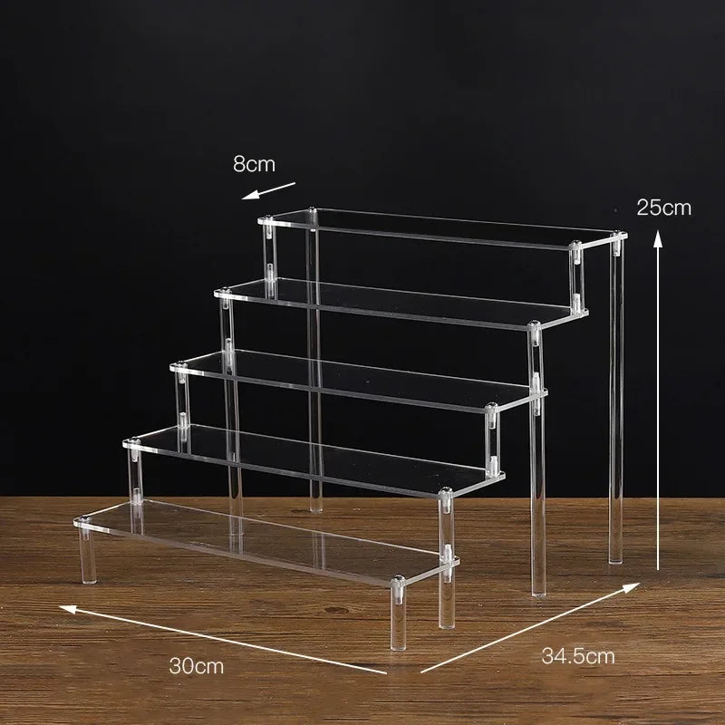 Black 1-5 Tier Acrylic Display Stand Clear Display Riser Rack for Cupcake