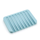 Eprolo free punch soap box with silicone draining soap holder, dark gray plastic and silicone soap dish for bathroom or kitchen use