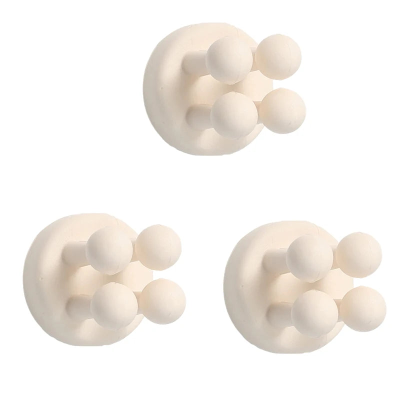 3pcs Adhesive Silicone Toothbrush Holders Wall Mounted Hanging Organization