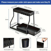 Eprolo space-saving 2-tier under sink organizer with pull-out storage drawer for efficient kitchen or bathroom organization.