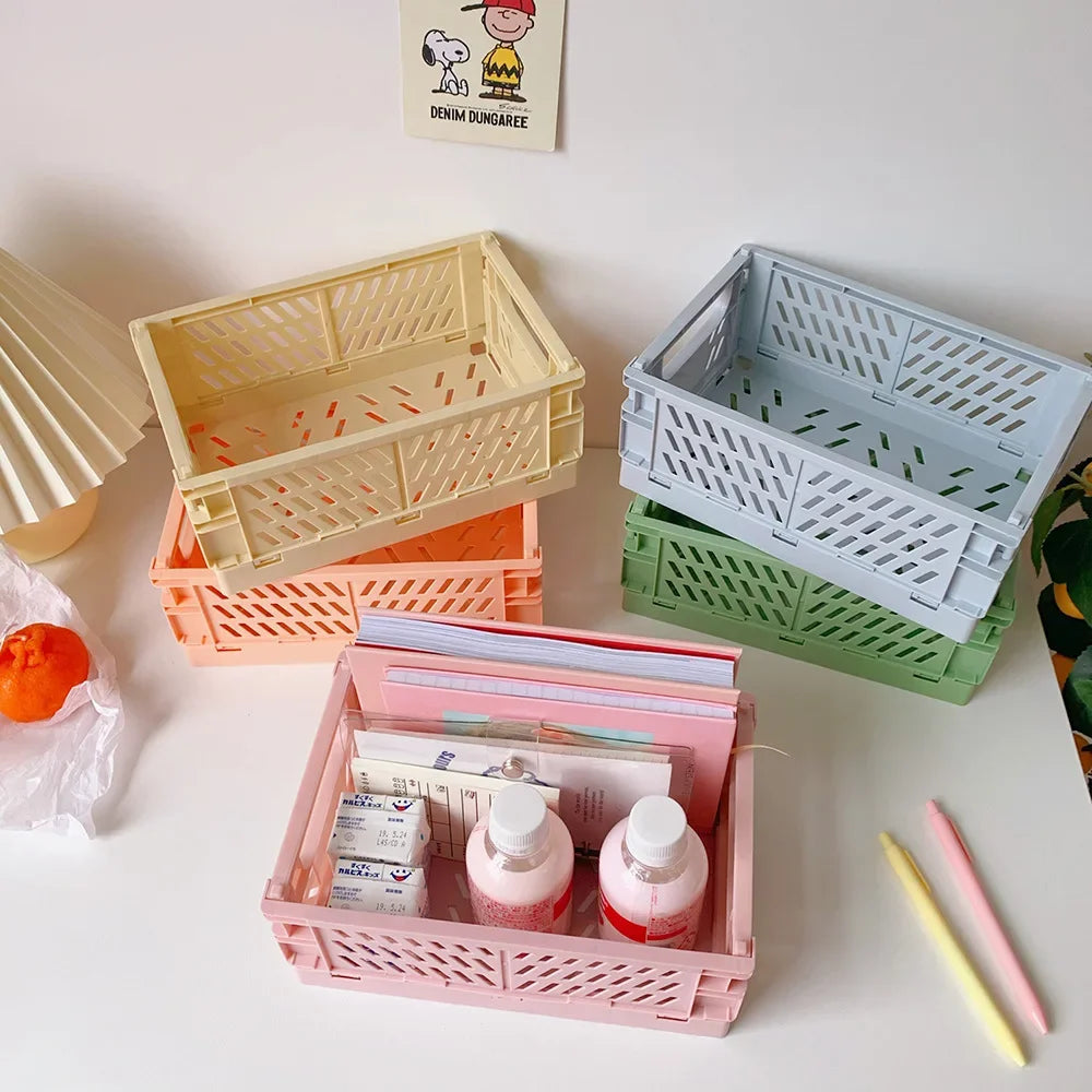 Foldable Storage Box with Handles Collapsible Crate Organization