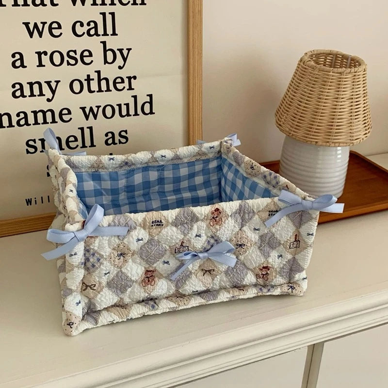Square Storage Basket Flower Desktop Organizer Storage Basket