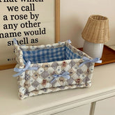 Eprolo square storage basket with flower design, desktop organizer for keeping small items neatly arranged