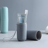 eprolo travel portable toothbrush cup and toothpaste holder, compact bathroom storage case with lid for organizing dental essentials