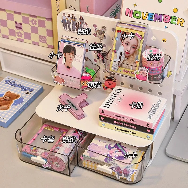 1 Pcs Desktop Perforated Board Storage Box Stationery Sorting Rack