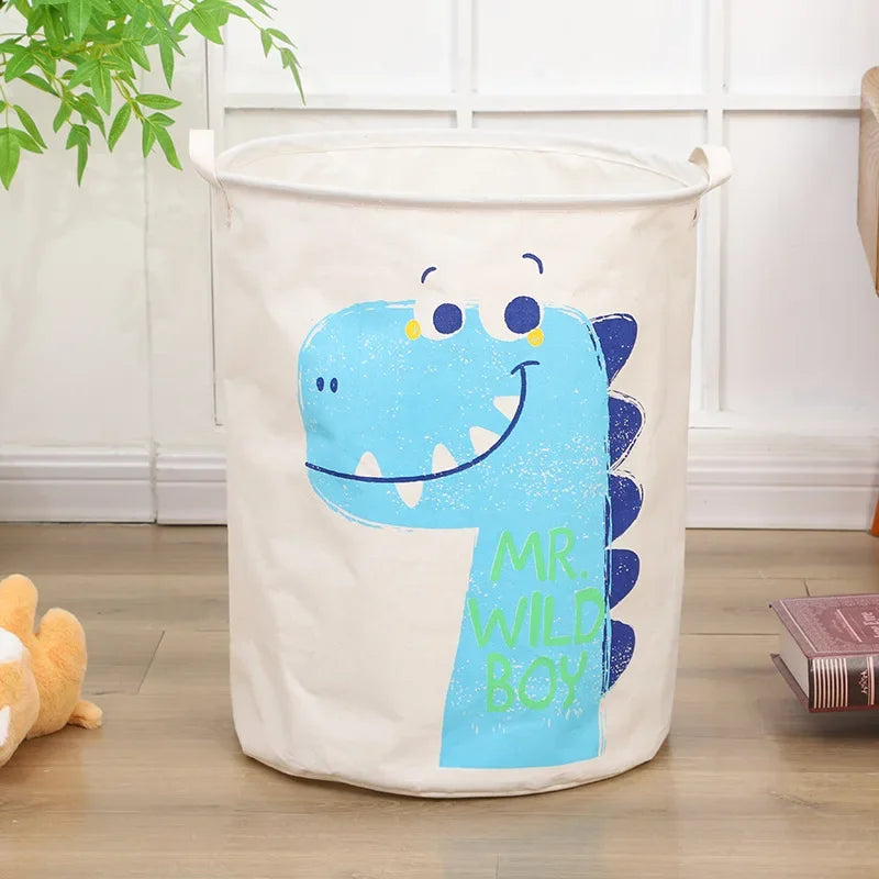 Animal Laundry Toys Organizer Basket Large Cartoon Canvas Barrel