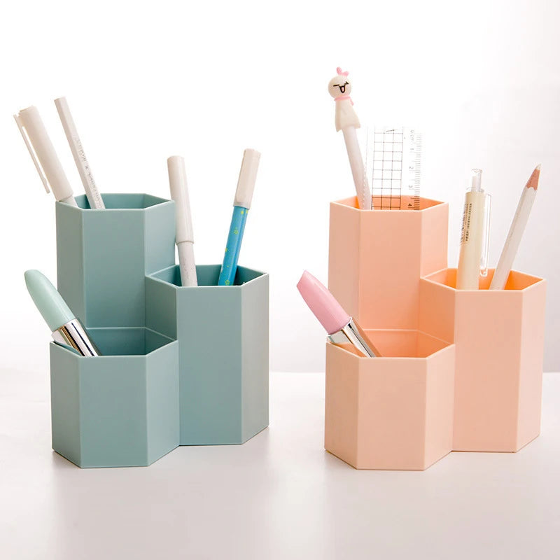 Multi-functional Pen Holder Simple Frosted Honeycomb Pen Holder Large Capacity