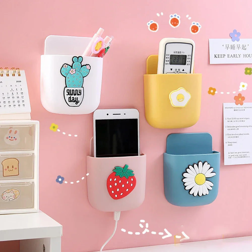 Cute Storage Rack Desk Organizer Pen Holder Self Adhesive Stationery Holder