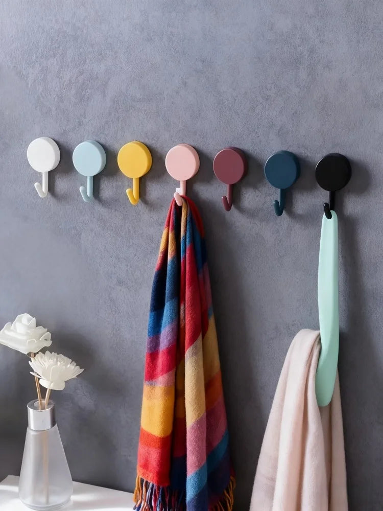 10-Pack Mini Adhesive Hooks - Mixed Color Multi-Purpose Hangers