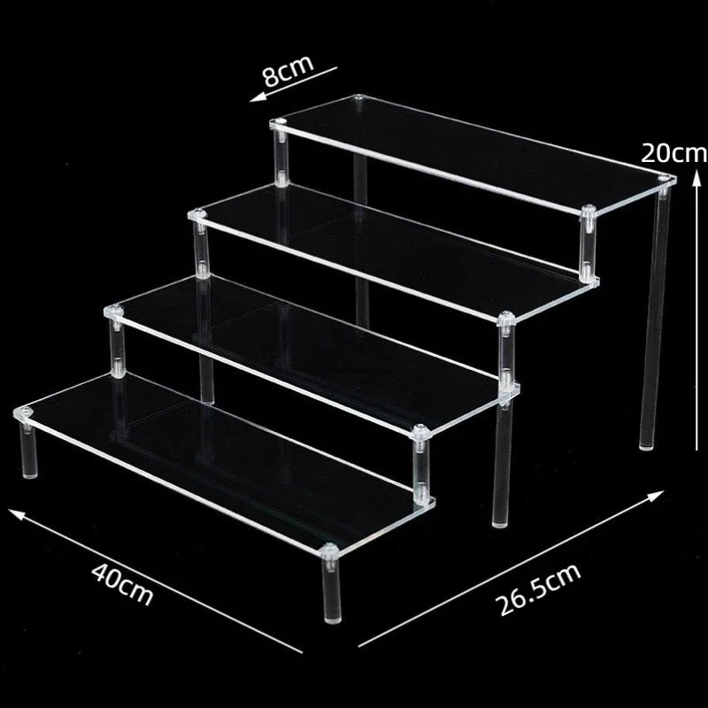 Black 1-5 Tier Acrylic Display Stand Clear Display Riser Rack for Cupcake