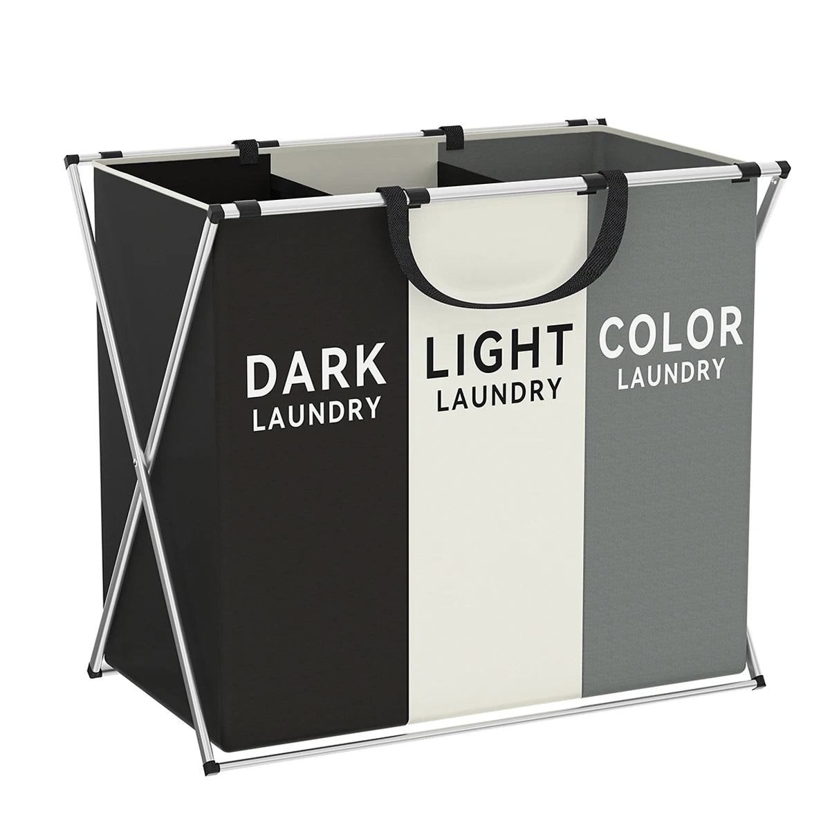 1 PC Large Laundry Hamper 3 Sections Divided Laundry Storage Bag
