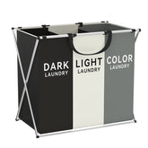 Large laundry hamper with three divided sections from eprolo, made of durable fabric, ideal for organizing laundry efficiently.