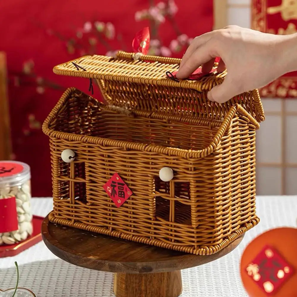 Portable Camping Storage Box Hand-Woven Basket Bamboo Basket