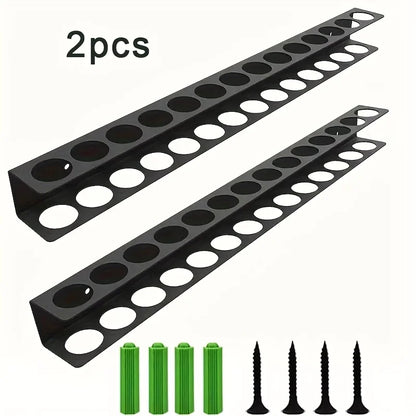 Heavy-duty metal wall-mounted tool organizer with pre-drilled holes, ideal for garage or workshop storage by eprolo.
