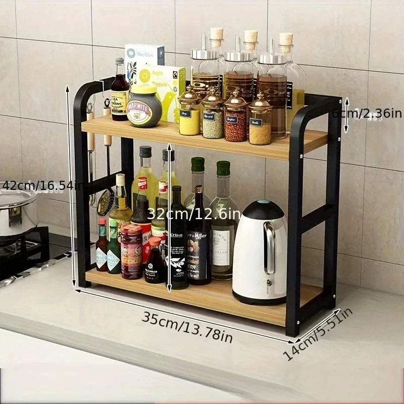 Rustproof Metal Countertop Shelf Space Saving Kitchen Organizer